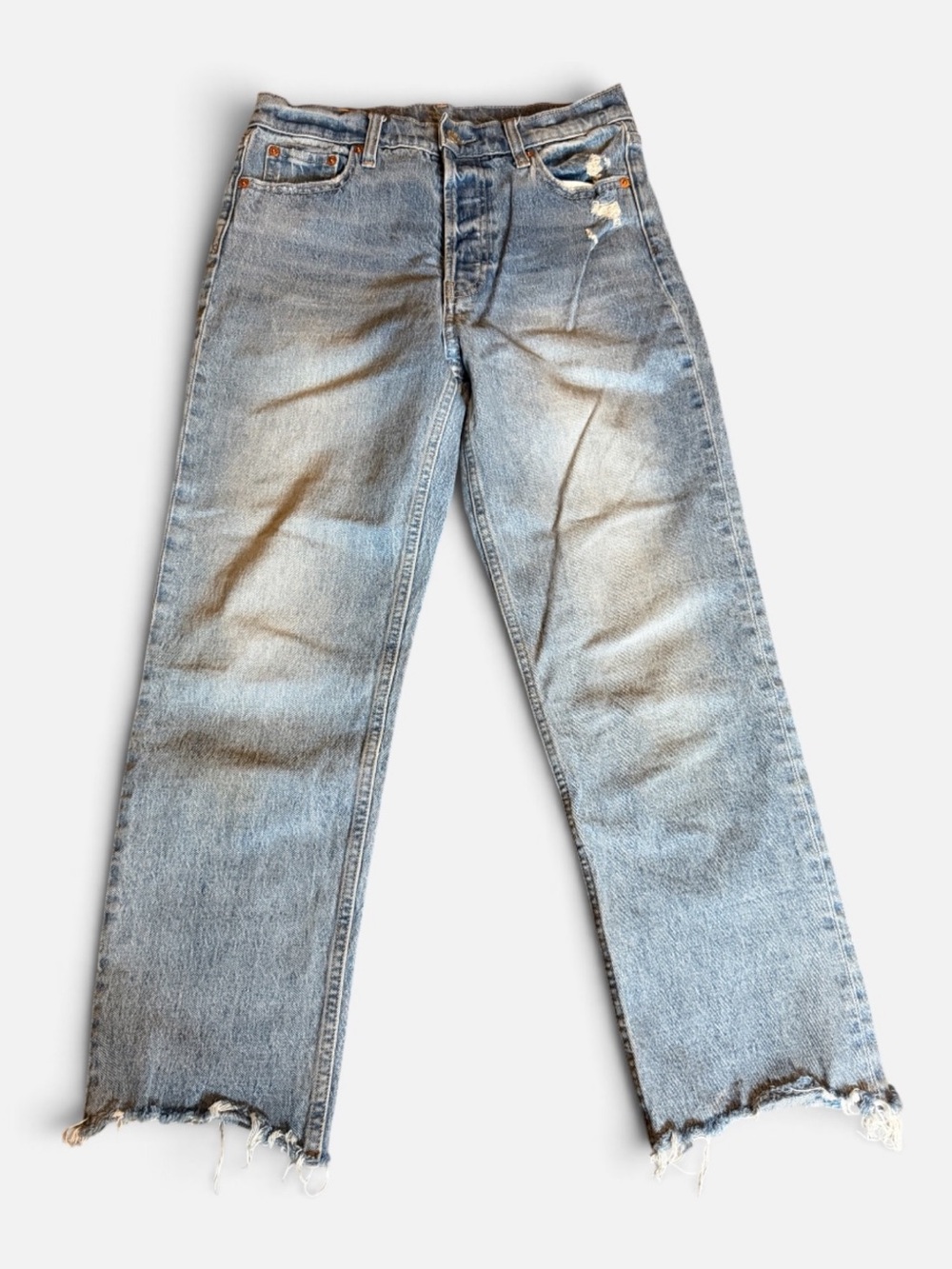 Women’s GAP Size8 Light Blue Distressed Straight-Leg Jeans - Straight High Rise
